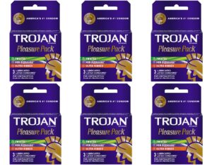 trojan pleasure pack lubricated premium latex condom - 3 ea, 6 pack