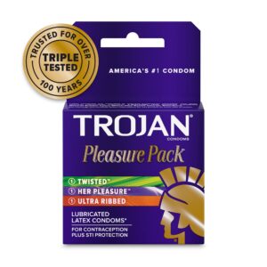 Trojan Pleasure Pack Lubricated Premium Latex Condom - 3 Ea, 6 Pack