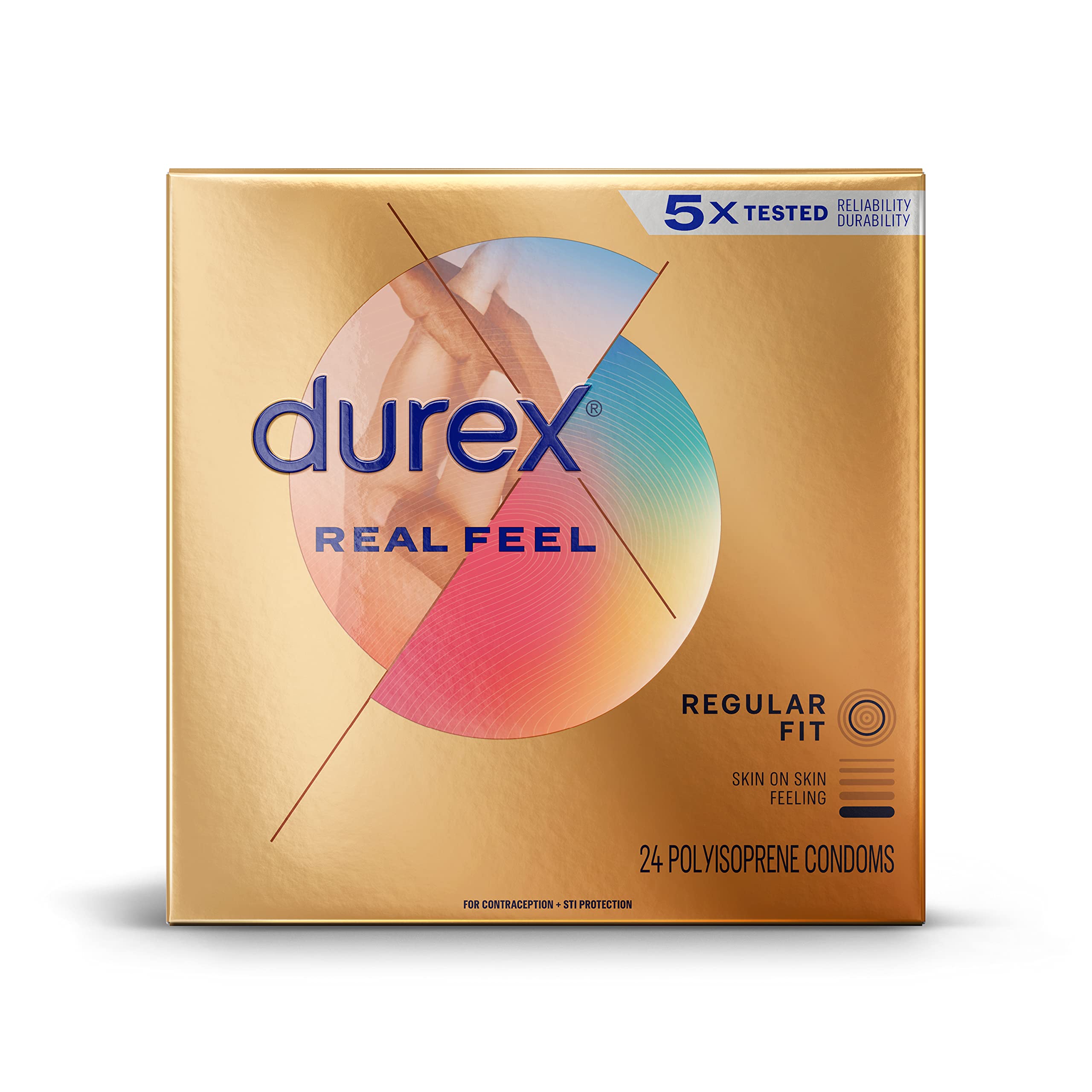 Condoms for Sex, Non Latex Durex Avanti Bare Real Feel Lubricated Condoms, 24 Count, Non Latex Condoms for Men with Natural Skin on Skin Feeling, FSA & HSA Eligible