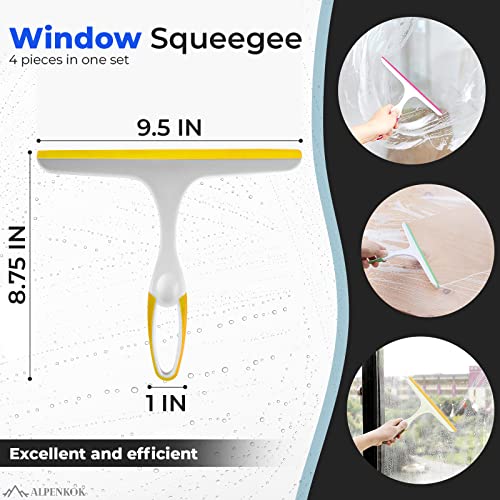 Window Cleaning Shower Glass Squeegee - 9.5Inch Small Squeegee for Shower Glass Door for Car Windshield Cleaner Tool Shower Door Window Cleaner - Mirror Cleaner Shower Squeegee for Tile with Good Grip