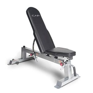 cap barbell deluxe utility weight bench, silver, round backpad