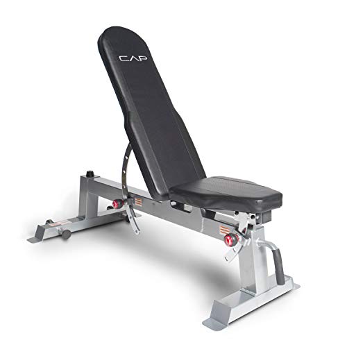 CAP Barbell Deluxe Utility Weight Bench, Silver, Round Backpad