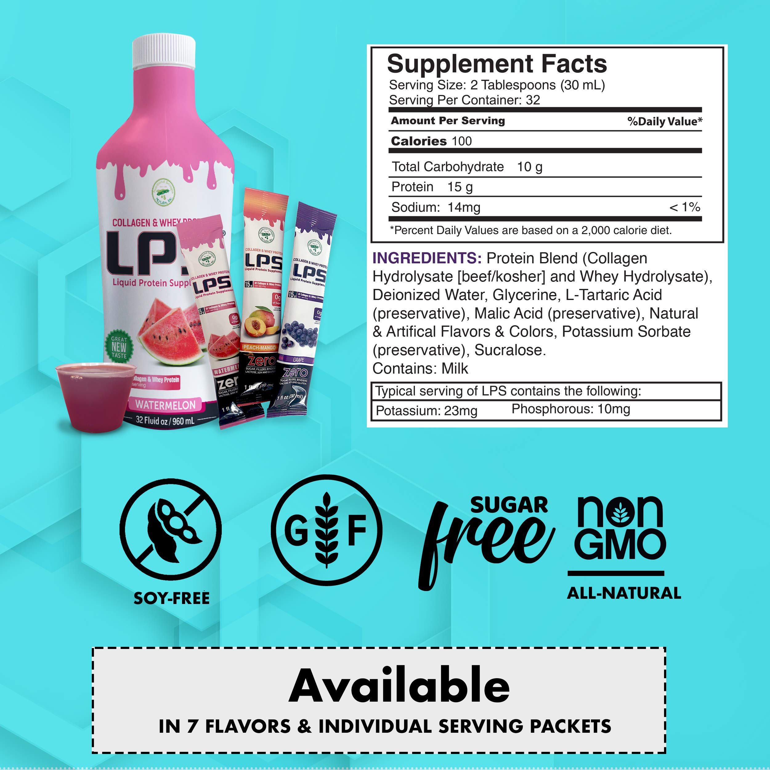 Nutritional Designs Sugar-Free Liquid Collagen & Whey Protein Supplement - Non-GMO Drink - Promotes Healthy Skin & Hair for Men & Women (Honey Vanilla)