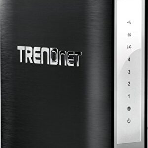 TRENDnet AC1900 Dual Band Wireless AC Gigabit Router, 2.4GHz 600Mbps+5Ghz 1300Mbps, One-Touch Network connection, 1 USB 2.0 Port, 1 USB 3.0 Port, DD-WRT Compatible, IPv6, Guest Network, Parental controls, TEW-818DRU