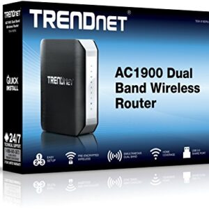 TRENDnet AC1900 Dual Band Wireless AC Gigabit Router, 2.4GHz 600Mbps+5Ghz 1300Mbps, One-Touch Network connection, 1 USB 2.0 Port, 1 USB 3.0 Port, DD-WRT Compatible, IPv6, Guest Network, Parental controls, TEW-818DRU