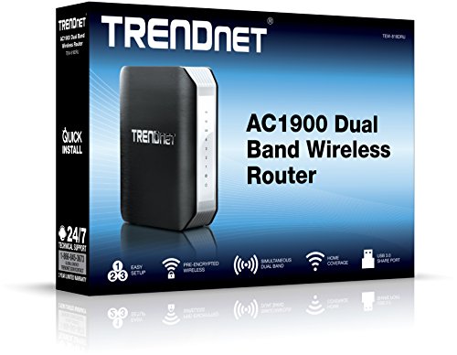 TRENDnet AC1900 Dual Band Wireless AC Gigabit Router, 2.4GHz 600Mbps+5Ghz 1300Mbps, One-Touch Network connection, 1 USB 2.0 Port, 1 USB 3.0 Port, DD-WRT Compatible, IPv6, Guest Network, Parental controls, TEW-818DRU