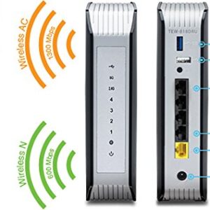 TRENDnet AC1900 Dual Band Wireless AC Gigabit Router, 2.4GHz 600Mbps+5Ghz 1300Mbps, One-Touch Network connection, 1 USB 2.0 Port, 1 USB 3.0 Port, DD-WRT Compatible, IPv6, Guest Network, Parental controls, TEW-818DRU