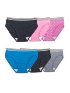 fruit of the loom womens tag free cotton panties bikini underwear, 6 pack - assorted heathers, 8 us