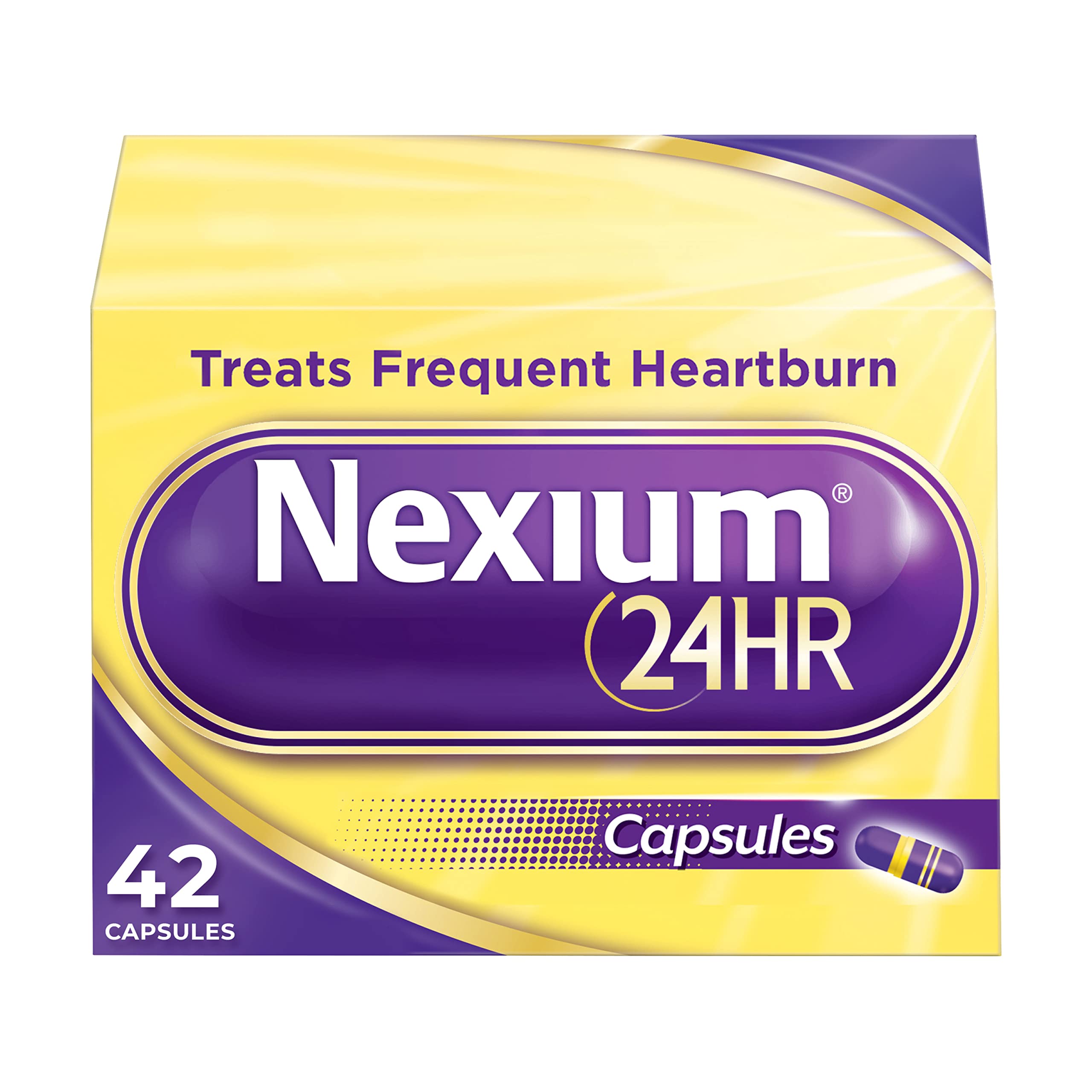 Nexium 24HR Acid Reducer Heartburn Relief Capsules for All-Day and All-Night Protection from Frequent Heartburn, Heartburn Medicine with Esomeprazole Magnesium - 42 Count