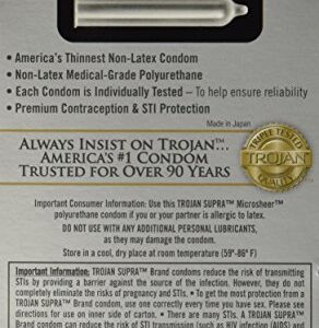 Trojan Supra Lubricated Premium Condoms MicroSheer Polyurethane Ultra-Thin 6 ea (Pack of 4)