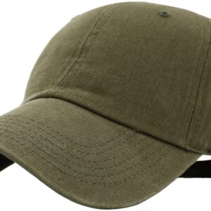 KB-LOW OLV Classic Cotton Dad Hat Adjustable Plain Cap. Polo Style Low Profile (Unstructured) (Classic) Olive Adjustable