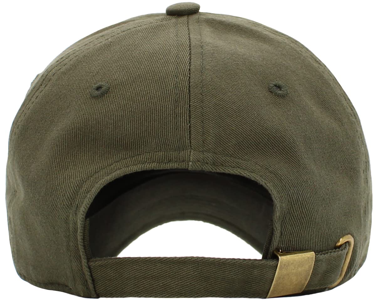 KB-LOW OLV Classic Cotton Dad Hat Adjustable Plain Cap. Polo Style Low Profile (Unstructured) (Classic) Olive Adjustable