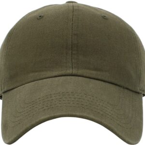 KB-LOW OLV Classic Cotton Dad Hat Adjustable Plain Cap. Polo Style Low Profile (Unstructured) (Classic) Olive Adjustable