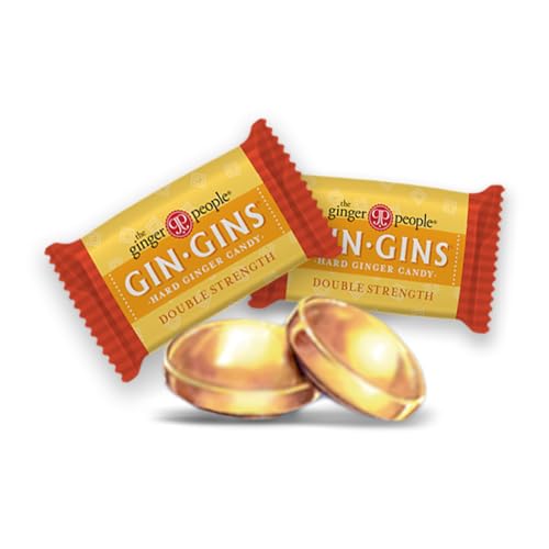 GIN GINS Double Strength Ginger Hard Candy by The Ginger People – Anti-Nausea and Digestion Aid, Individually Wrapped Healthy Candy - Double Strength Ginger Flavor, Large 1 lb Bag (16oz) - Pack of 1