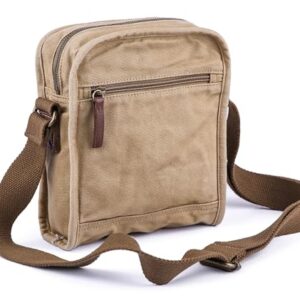 Gootium Small Canvas Cross Body Messenger Bag, Khaki