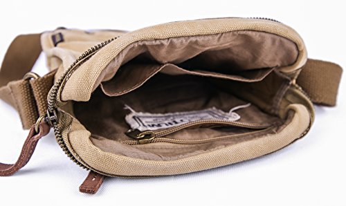 Gootium Small Canvas Cross Body Messenger Bag, Khaki