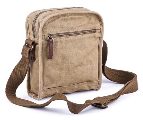 Gootium Small Canvas Cross Body Messenger Bag, Khaki