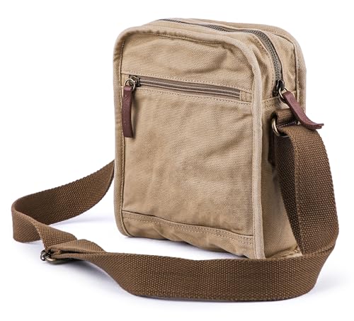 Gootium Small Canvas Cross Body Messenger Bag, Khaki