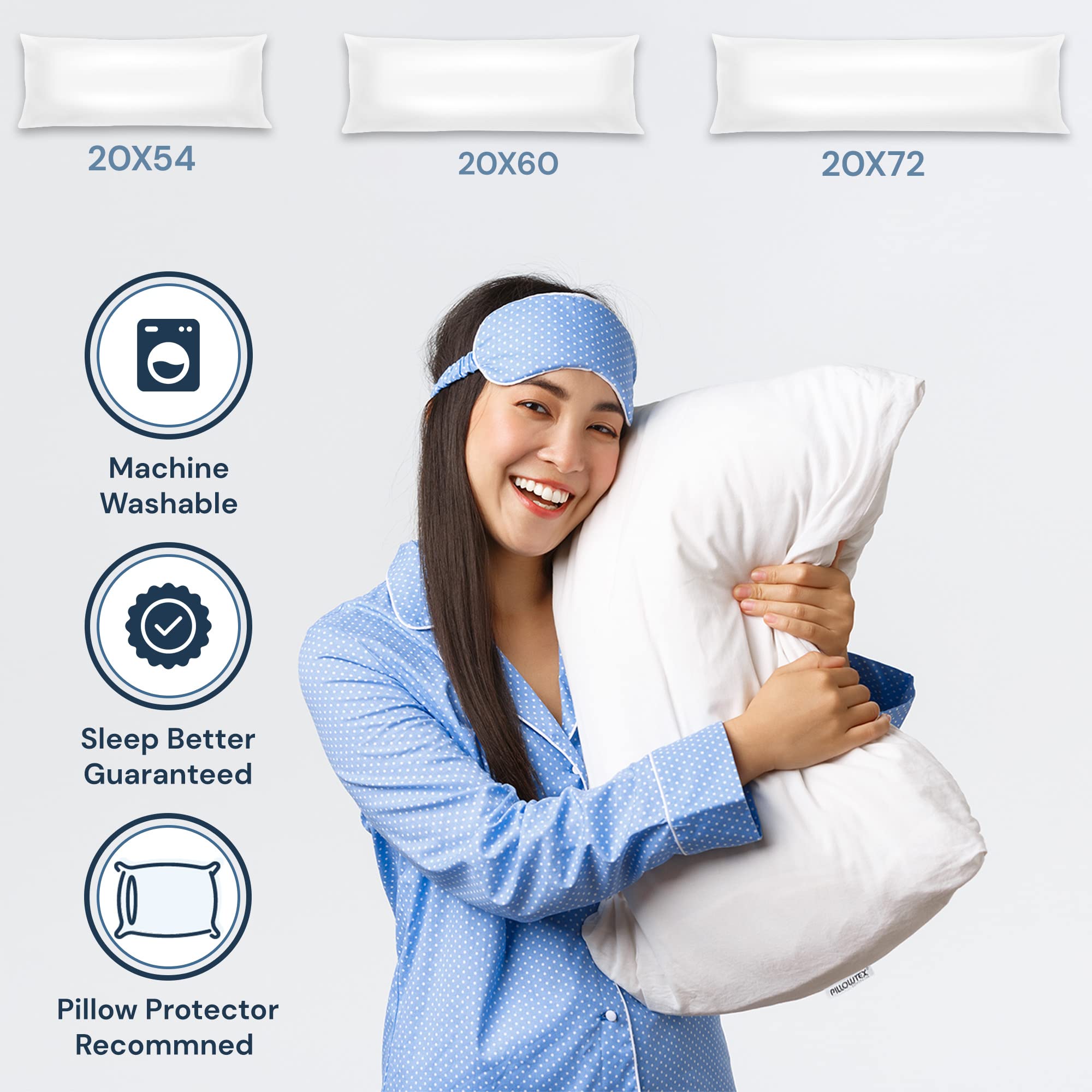 Luxury Premium Polyester Full Body Pillows for Adults - 3 Different Sizes for All!