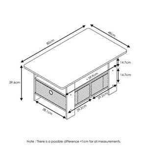 Furinno Coffee Table with Bins, Dark Brown/Black