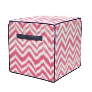 Urban Lifestyle Pink Chevron Square Pouf Ottoman, White