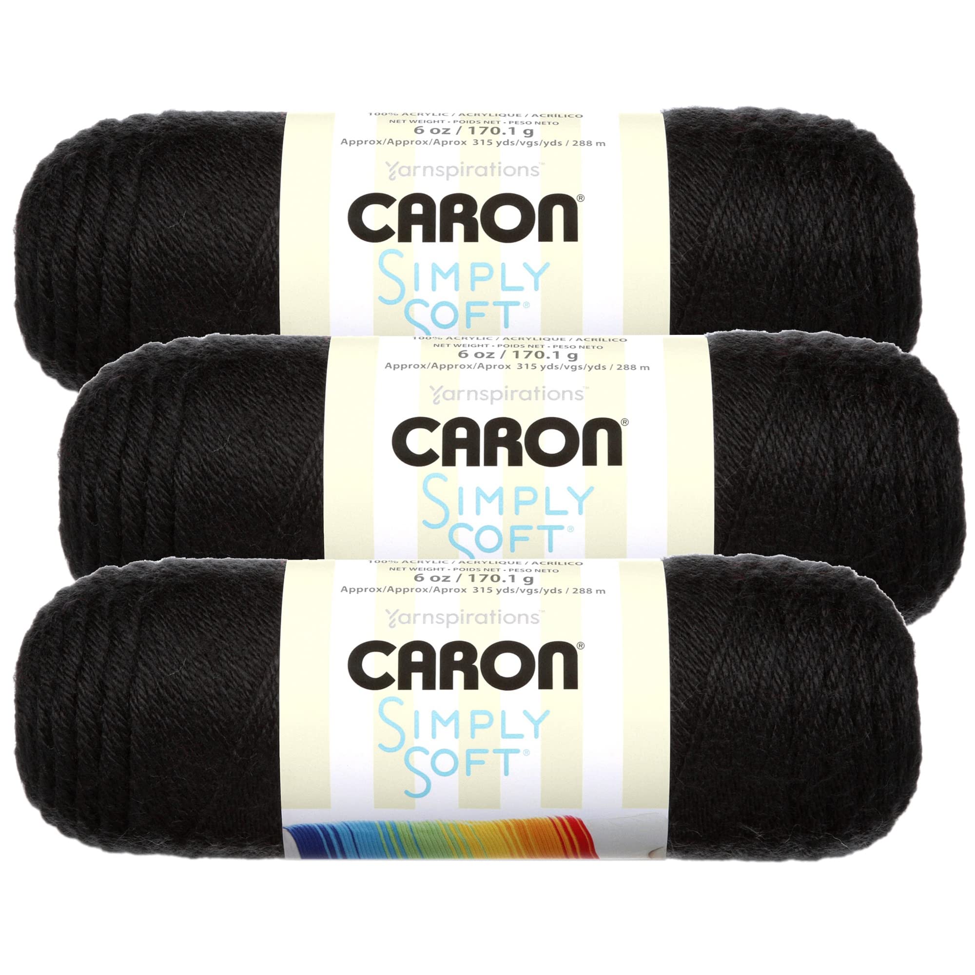 Caron Bulk Buy: Caron Simply Soft Yarn Solids (3-Pack) Black #H97003-9727