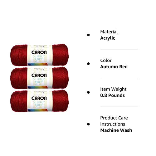 Caron Simply Soft Yarn Solids (3-Pack) Autumn Red H97003-97303