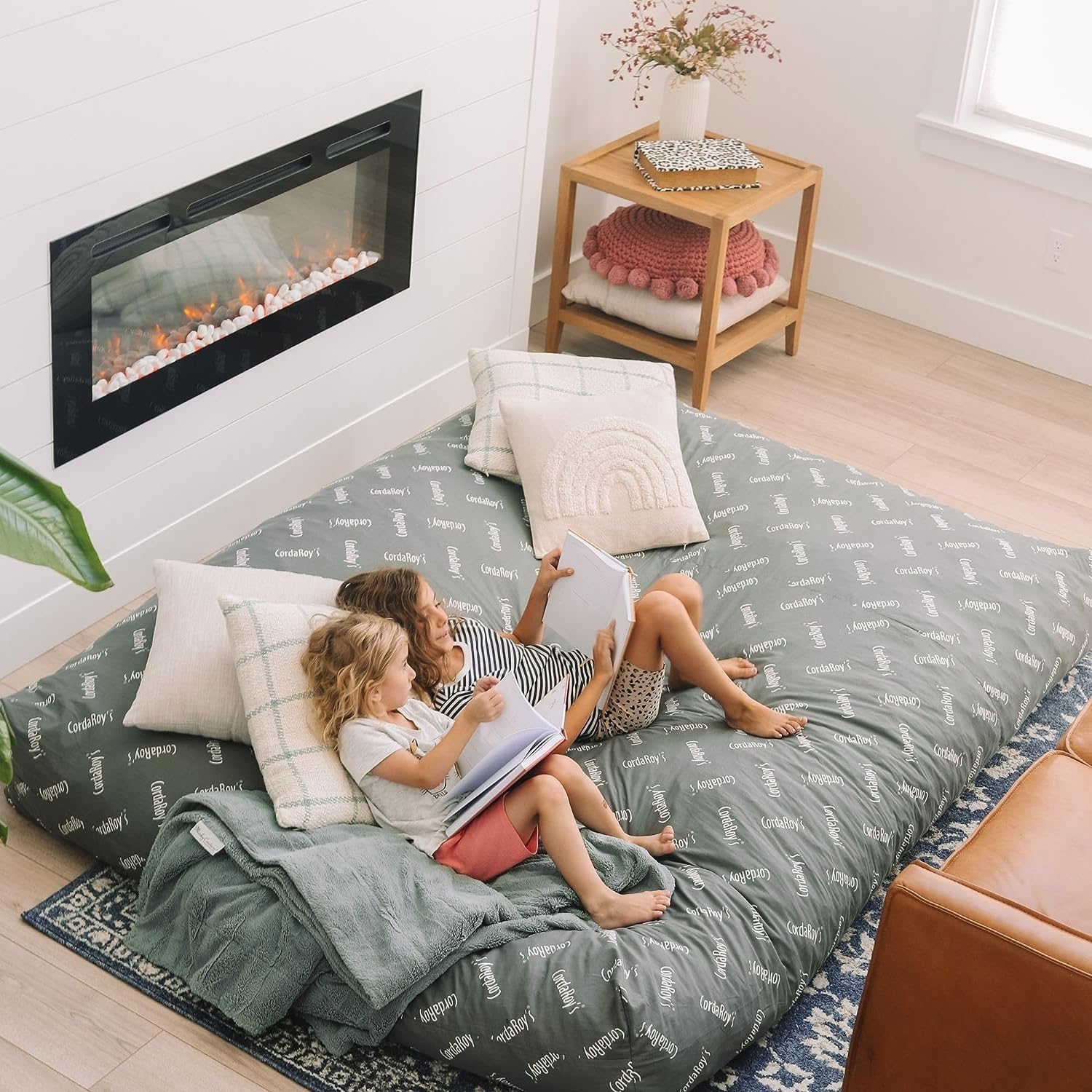 CordaRoy's Corduroy Bean Bag Chair, Convertible Chair Folds from Bean Bag to Lounger, As Seen on Shark Tank, Navy - Queen Size