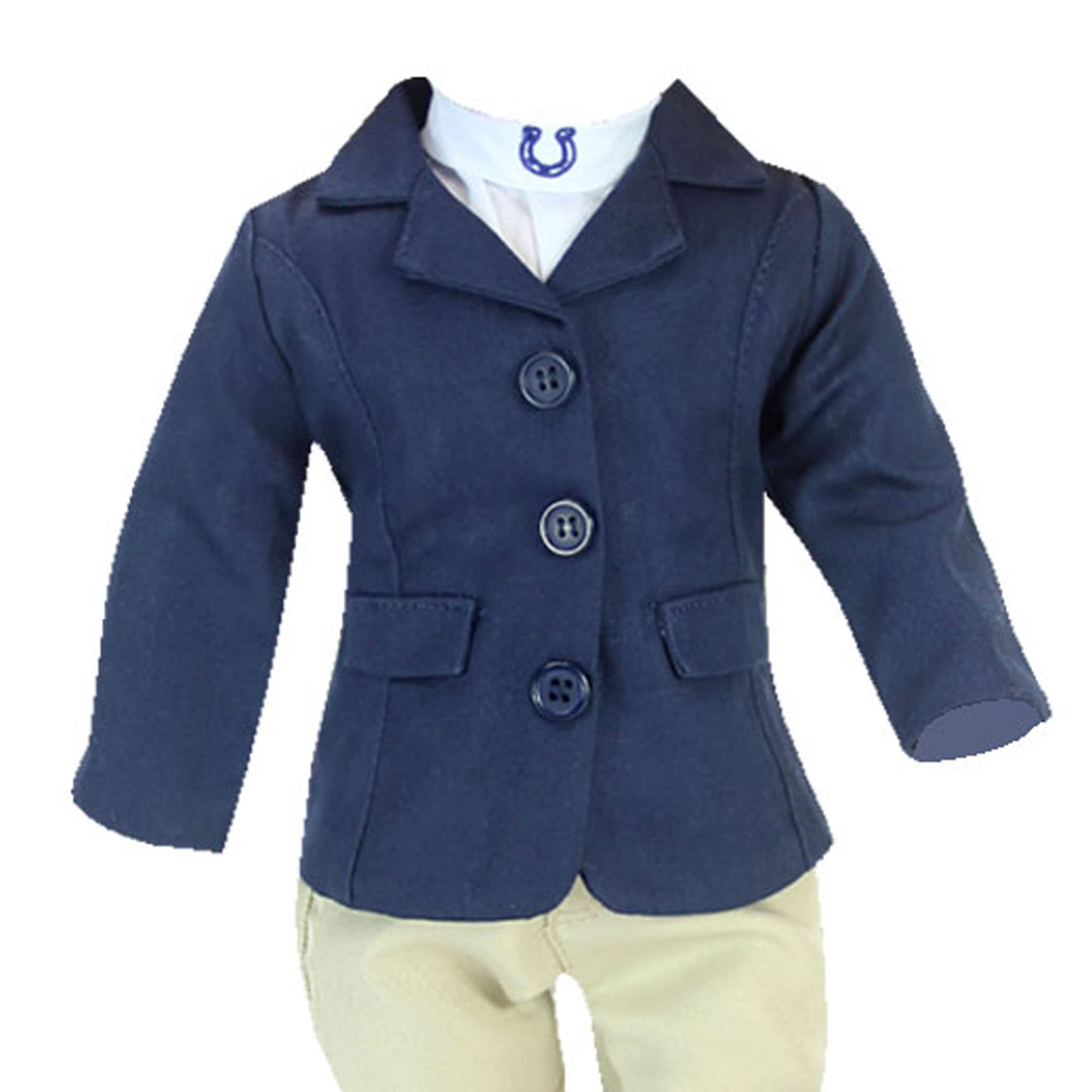 Sophia's - 18" Doll - Navy Jacket Riding Outfit, Black Tall Classic Riding Boots & Black Velvet Riding Helmet