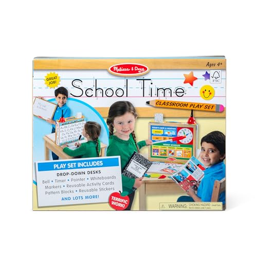 Melissa & Doug School Time! Classroom Play Set Game - Be Teacher or Student - FSC Certified