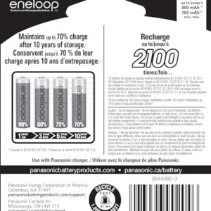 Eneloop Panasonic BK-4MCCA8BA AAA 2100 Cycle Ni-MH Pre-Charged Rechargeable Batteries, 8-Battery Pack