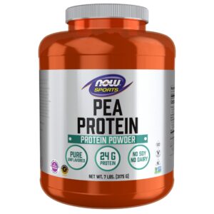 now sports nutrition, pea protein 24 g, fast absorbing, unflavored powder, 7-pound