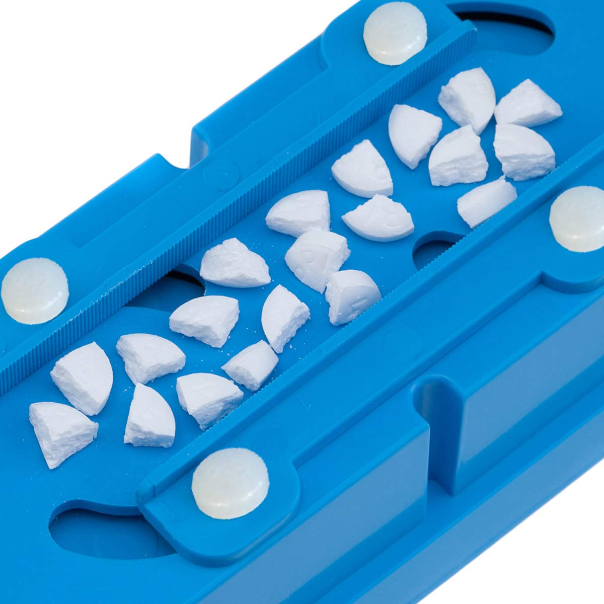 Multiple Pill Splitter. Original Patented Design, with Accurate Pill Alignment, Sturdy Cutting Blade and Blade Guard, for Splitting and Quartering Round or Oblong Pills.US Patent No. 9,827,165.