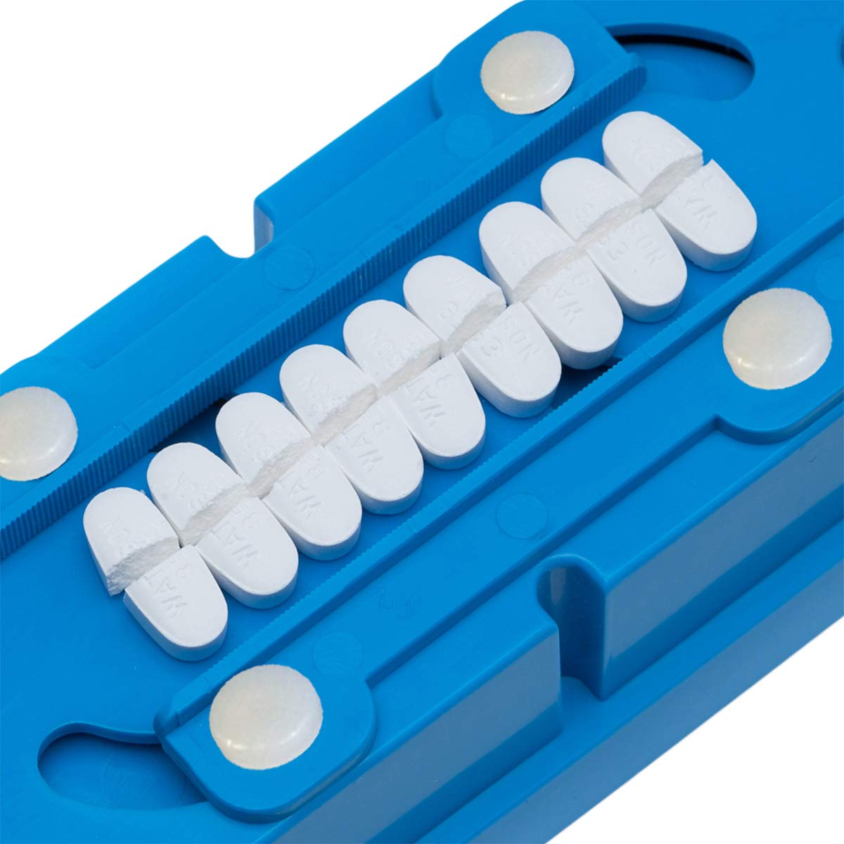 Multiple Pill Splitter. Original Patented Design, with Accurate Pill Alignment, Sturdy Cutting Blade and Blade Guard, for Splitting and Quartering Round or Oblong Pills.US Patent No. 9,827,165.