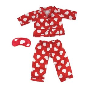 Emily Rose 18 Inch Doll Clothes 3-PC 18-in Doll Red Heart PJ Pajamas Set | Silky 18" Doll PJs Love Gift Set with Matching Eye Mask Accessory | Compatible with Most 18" Dolls | Doll NOT Included