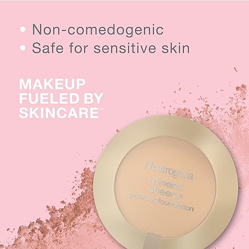 Neutrogena Mineral Sheers Compact Powder Foundation, Lightweight & Oil-Free Mineral Foundation, Fragrance-Free, Classic Ivory 10,.34 oz (Pack of 2)