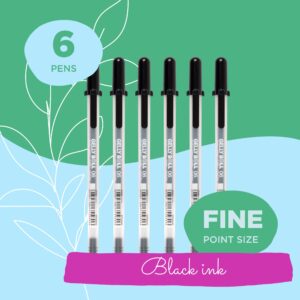 SAKURA Gelly Roll Gel Pens - Fine Point Ink Pen for Journaling, Art, or Drawing - Classic Black Ink - Fine Tip - 6 Pack