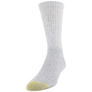 GOLDTOE Men's 656S Cotton Crew Athletic Socks, Multipairs, Grey Heather (6-Pairs), Large