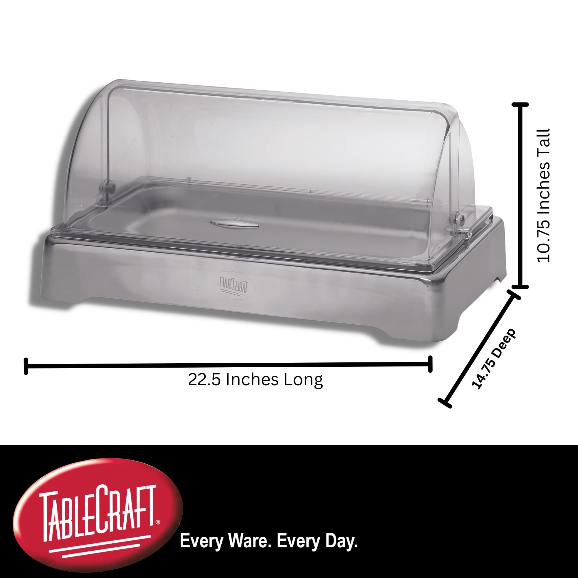 TableCraft Products CW40169 Full SZ Stainless Cold Server W Polycarbonate Lid