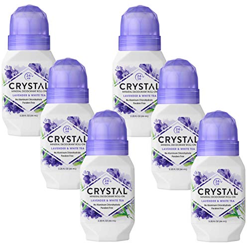 Crystal Mineral Deodorant Roll-On, Lavender & White Tea 2.25 oz (Pack of 6)