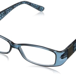 Foster Grant Women's Posh Rectangular Reading Glasses, Blue/Transparent, 52 mm, 1.50