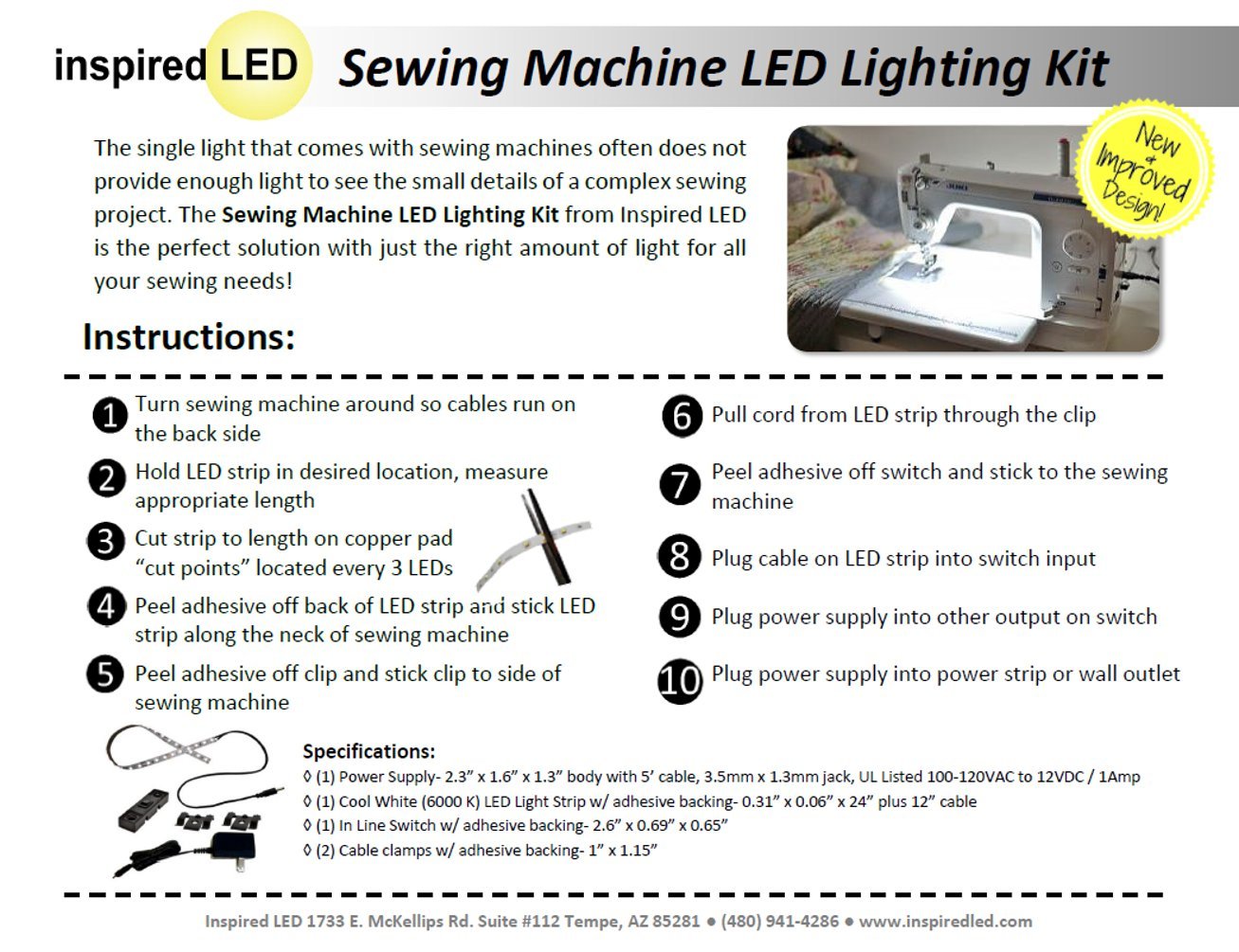 Sewing Machine LED Lighting Kit - Fits All Sewing Machines!