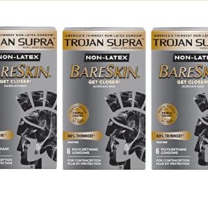 Trojan Supra Non-latex Bareskin Condoms 3 Packs of 6