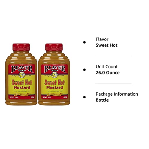 Beaver Brand Sweet Hot Mustard, 13 oz Squeezable Bottles, 2 pk