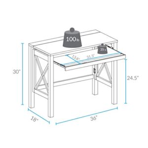 Casual Home Montego Folding Desk with Pull-Out Tray-Warm Brown