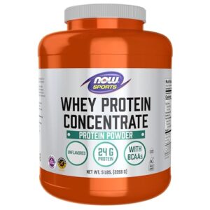 now sports nutrition, whey protein concentrate, 24 g with bcaas, unflavored powder, 5-pound