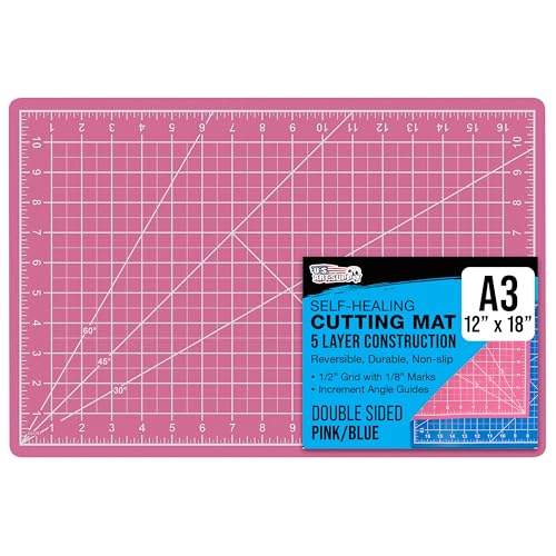 U.S. Art Supply 12" x 18" Pink/Blue Professional Self Healing 5-Ply Double Sided Durable Non-Slip Cutting Mat Great for Scrapbooking, Quilting, Sewing and all Arts & Crafts Projects