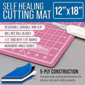 U.S. Art Supply 12" x 18" Pink/Blue Professional Self Healing 5-Ply Double Sided Durable Non-Slip Cutting Mat Great for Scrapbooking, Quilting, Sewing and all Arts & Crafts Projects