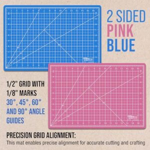 U.S. Art Supply 12" x 18" Pink/Blue Professional Self Healing 5-Ply Double Sided Durable Non-Slip Cutting Mat Great for Scrapbooking, Quilting, Sewing and all Arts & Crafts Projects