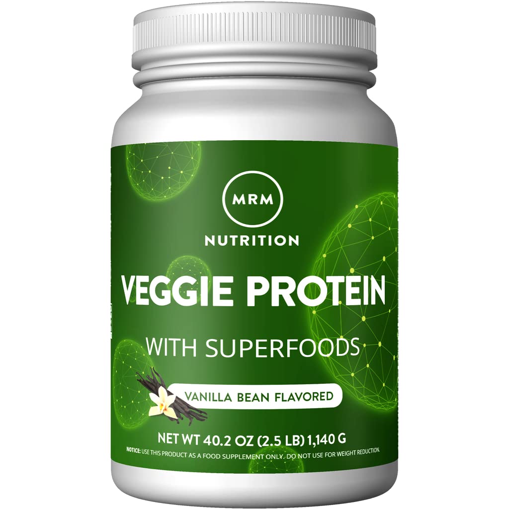 MRM - Veggie Protein Powder, Protein Source for Vegans, Gluten-Free & Preservative-Free, Non-GMO Verified - Vanilla - 2.5 lbs